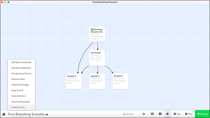 Twine Title Menu - Publish